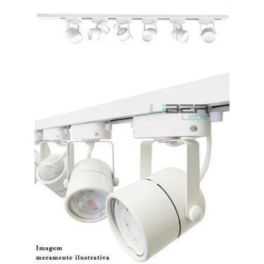 Imagem de Kit Trilho Eletrificado 1M Branco 4 Spot Gu10 Led 4,8W 2700K - Delis
