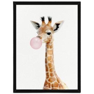 Imagem de Quadro Decorativo Girafa Chicletes Com Vidro 24X18Cm