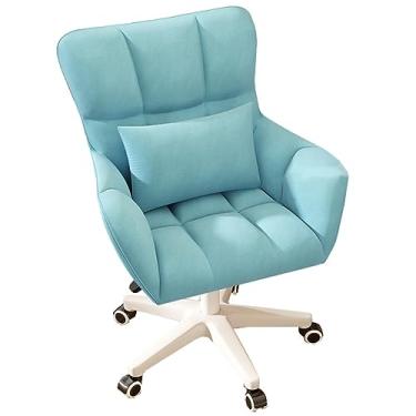 Imagem de Cadeira de veludo para escritório em casa, cadeiras de mesa com encosto médio com almofada lombar, cadeiras de tarefas ajustáveis com braços, cadeira giratória giratória para computador, jogos para