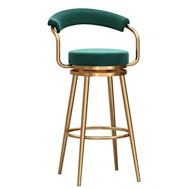 Imagem de Banquetas de veludo com encosto - Banquetas de bar de arte de ferro elegantes para balcão de ilha de cozinha, cadeiras de jantar estofadas com apoio para os pés - Complementa perfeitamente a decoração