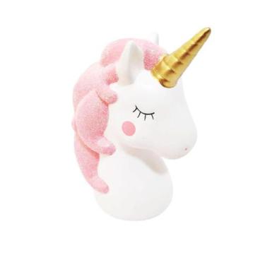 Imagem de Cofrinho  Cofre Unicórnio Com Crina Rosa - Hp Decor