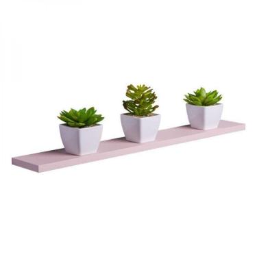 Imagem de Prateleira 70 X 10cm Rosa Claro Suporte Invisível