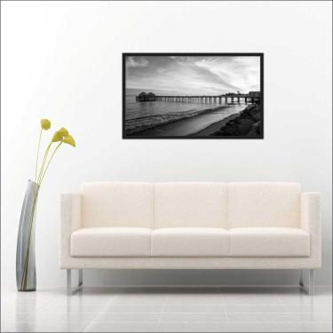 Imagem de Quadro Praia Mar Plataforma Paisagens Com Moldura GG
