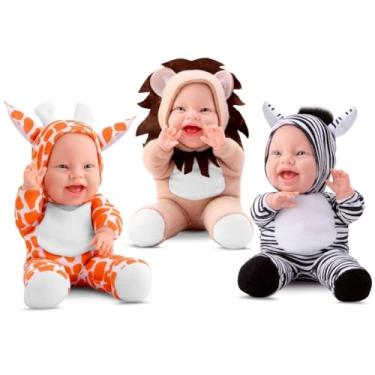 Imagem de Bonecas Baby Planet Bichos Selva Girafa Leão e Zebra Meninas Bonecas de 28cm