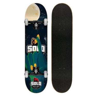 Imagem de Skate Montado Profissional Solo Decks Moon, Branco, 95 cm