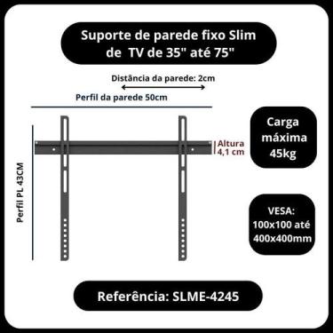 Imagem de Suporte Fixo Para TV de 32" a 75" - SLIM - Avatron Suportes