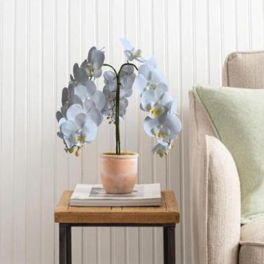 Imagem de 3 Hastes de Orquídea Branca Artificial Grande - Flor de Alta Qualidade
