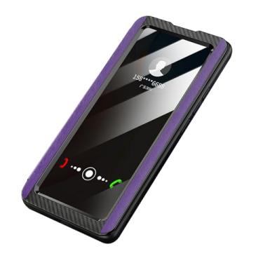 Imagem de LTLMYDAM Capa de couro genuíno para Samsung Galaxy S25 Ultra/S25 Plus/S25, Flip View Smart Wake-Up Magnetic Folio Cover Kickstand Capa protetora para celular, roxa, S25 Ultra