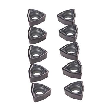 Imagem de Inserções de torneamento de carboneto de 10 unidades, pastilhas de torno CNC para substituição de suporte de ferramenta de torneamento indexável, para acabamento de materiais não ferrosos Ferro fundido de aço (WCMX030208FN)