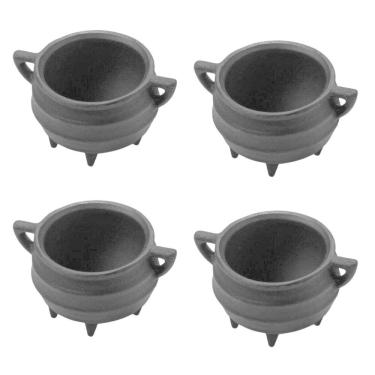 Imagem de Kit 4 Caldeirões Tripé Miniatura 6 Cm 100ml Em Ferro Fundido Panela Mineira