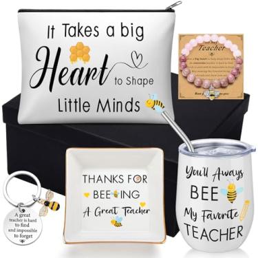 Imagem de 6 peças tema abelha agradecimentos professores presentes apreciação professor caixa de presente dia professores volta às aulas presente de Natal para mulheres professores amigos