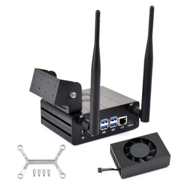 Imagem de Waveshare Capa de liga de alumínio para Jetson Orin, com ventilador PWM de resfriamento oficial, estojo para minicomputador, suporte de câmera, compatível com Jetson Orin Nano Super Developer Kit/Orin