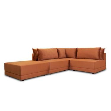 Imagem de Sofá Lugano - Veludo Itália Terracota - Sofá de Fábrica, 2,20m x 3,40m