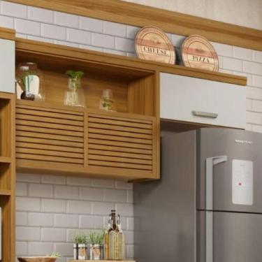 Imagem de Armário Aéreo 2 Portas 1 Nicho Princesa Nesher Móveis, Freijó/Off Whit