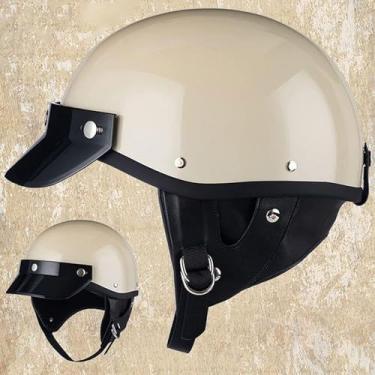 Imagem de Capacete Retro Half Aprovado Pelo Dot Capacete De Rosto Aberto De Verão Para Unissex Adultos Four Seasons Capacete Leve Half Shell Jet Com Viseira Solar Para Ciclomotor Cruiser, 5, M(54-56CM)