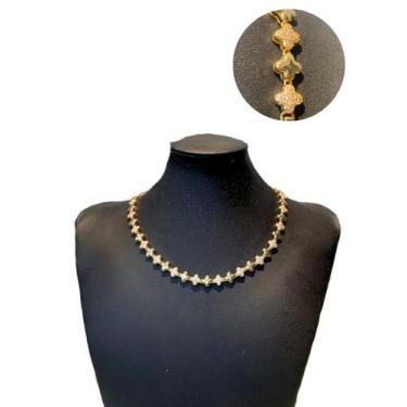 Imagem de Gargantilha Trevo Da Sorte Banhado a Ouro 18K - 45cm - Gol Mix