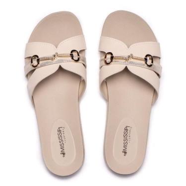 Imagem de Chinelo Slide Feminino Mississipi Flatform Glitter Bege, Bege, 36