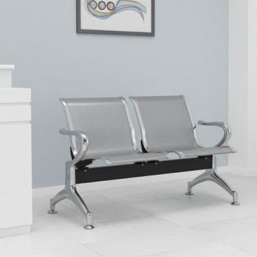 Imagem de Cadeira Longarina Sem Estofado Cromada 2 Lugares - MAK DECOR