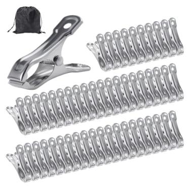 Imagem de LEONTOOL 50 braçadeiras de mola de jardim de aço inoxidável clipes de estufa resistentes com grande aderência forte e aberta para rede, pano de sombra, pendurar, cobertura de plantas em aros de jardim