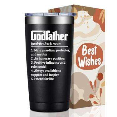Imagem de BIRGILT Presente de padrinho - Presentes de pedido de padrinho - Melhores presentes de pai de Deus para homens - Natal, presente de Dia dos Pais para Deus Pai - Copo copo de aço inoxidável de 590 ml