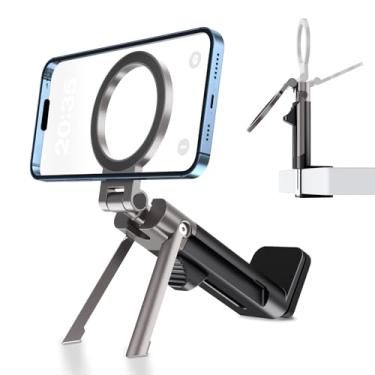 Imagem de LNBEI Suporte de telefone magnético ajustável, suporte de telefone de avião viva-voz, essencial de viagem de avião dobrável, rotação de 360° para todos os telefones celulares, mesa de mesa longa