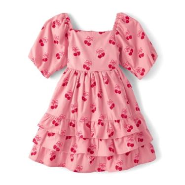Imagem de Gymboree Vestidos casuais em camadas para meninas e crianças pequenas, Cerejas, 4 Anos