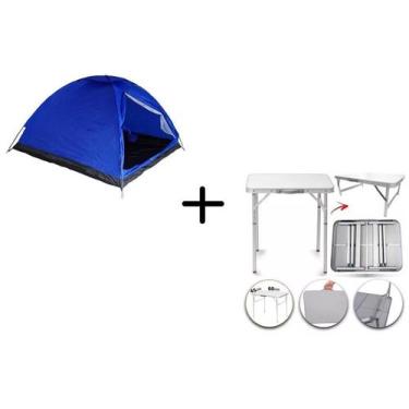 Imagem de Barraca 4 pessoas camping + mesa dobrável maleta 60 x 45cm - OMEGA