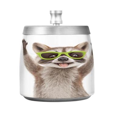 Imagem de Qilmy Cinzeiro engraçado raposa de aço inoxidável com tampa - Cinzeiro de cigarro à prova de vento sem cheiro sem fumaça para casa, escritório, carro, pátio, varanda (uso interno e externo)