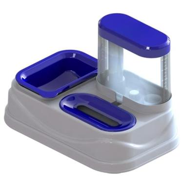 Imagem de Comedouro e Bebedouro Automático 2 em 1 para Cães e Gatos Pelos Curtos e Longos Antiformiga Ice System 900ml(Azul)