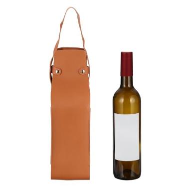 Imagem de PATIKIL Sacola de couro para vinho, bolsa reutilizável para presente de vinho, garrafa de camada dupla, licores de champanhe, transporte único para aniversário, casamento, festa de piquenique