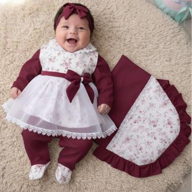 Imagem de Saída de Maternidade Menina Aconchego Lívia Marsala 5 Peças P