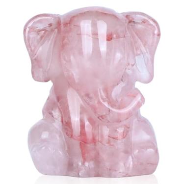 Imagem de LEADGEM Estátua de elefante de cristal, decoração de casa, 3,8 cm esculpida à mão, escultura de animal fofo, peso de papel, estatuetas colecionáveis para estresse, pedra preciosa de cura de Reiki
