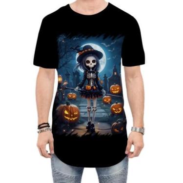 Imagem de Camiseta Longline Bruxa Caveira Halloween 11 - Kasubeck Store®, P