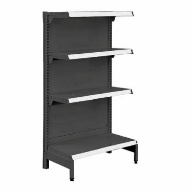 Imagem de Gôndola Prateleira Preta 4 Níveis 40x30 New Plus 1,40 Ponta PE Branco 