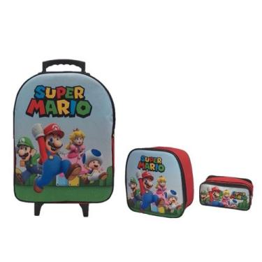 Imagem de Kit Mochila Infantil Super Mario Vermelho