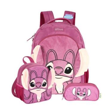 Imagem de Kit Mochila Stitch Costas Passeio Lancheira E Estojo Triplo - Luxcel, 