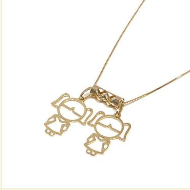 Imagem de Cordão Veneziana 50cm em Ouro 18k Com Pingentes Canga Crianças Menino 