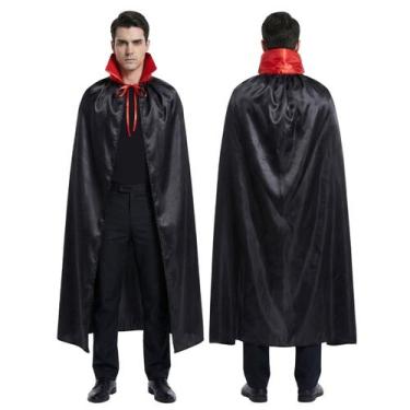Imagem de Fantasia Capa Adulto Vampiro Drácula - - Preto - Único - Mundo Encanta