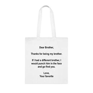 Imagem de Bolsa tote Brother Dear Brother, para irmão, Bolsa de ombro irmão, Bolsas reutilizáveis para irmão, Presente para irmão da irmã e irmão s, Branco