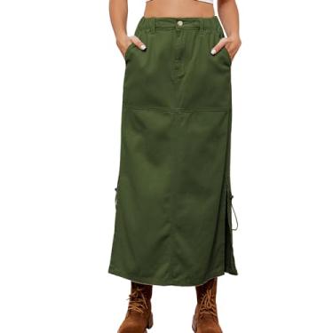Imagem de Saia Casual Com Fenda Lateral, Cor Pura, Poliéster, Amigável à Pele, Respirável, Fecho de Botão, Cordão Lateral, Moda para o Verão (L)