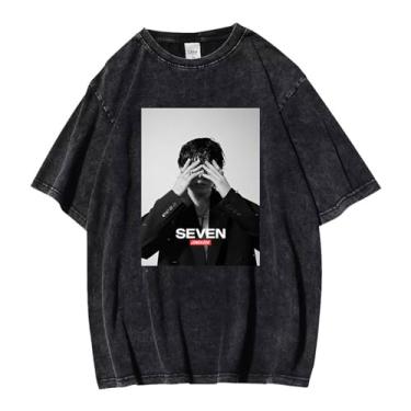 Imagem de Camiseta K-pop Jungkook Solo Seven, camiseta vintage estampada lavada streetwear camisetas vintage unissex para fãs, 7, M