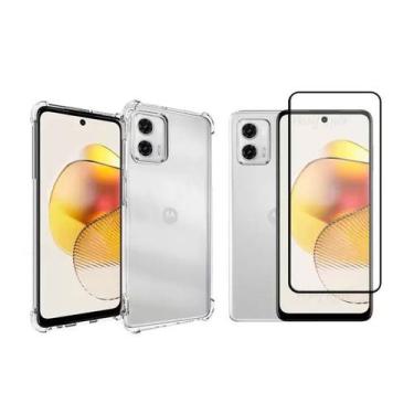 Imagem de Kit 2 em 1 Capa Capinha Anti Choque + Película 3D Vidro Moto G73 - POP