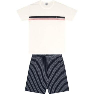 Imagem de Pijama Masculino Manga Curta Malwee Ref. 121191, Creme, GG