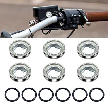 Imagem de YnGia 6 peças de vidro de visão de freio de motocicleta 18 mm universal motocicleta cilindro de freio mestre bomba de freio traseiro espelho de óleo junta de lente de visão substituição dianteira