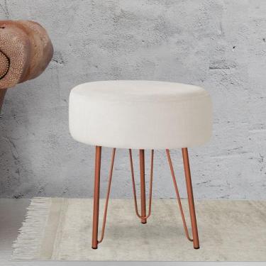 Imagem de Banquinho Tipo Puff Pé de Ferro Bronze - Trendy, Bege