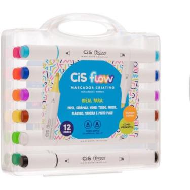 Imagem de Marcador Artistico CIS FLOW 12 Cores Estojo - Sertic