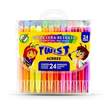 Imagem de Giz de Cera Jumbo Retrátil TWIST 24 Cores Estojo - Acrilex