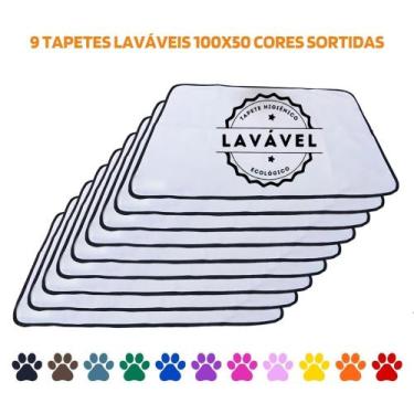 Imagem de Kit com 9 Fraldas de Câes p/Chão 100x70 Sortidos 200 Lavagens - Alta A