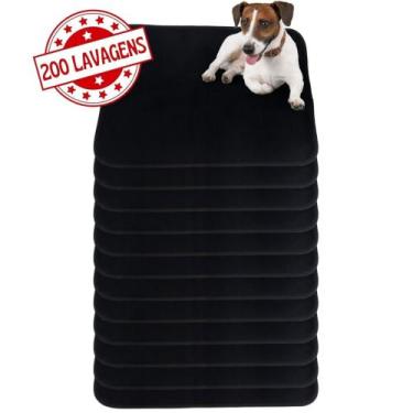 Imagem de Kit com 12 Tapetes Higiênicos 70x50 Preto Laváveis para cães 200 Lavag