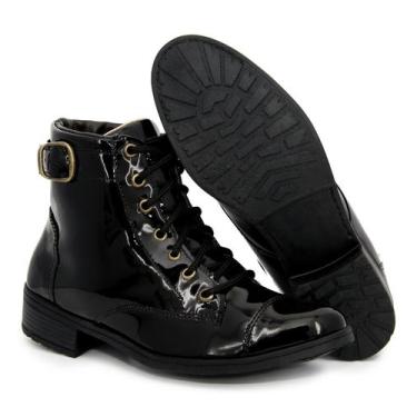 Imagem de Bota Coturno Feminino Casual Fivela Promo - Jfstorelux, Verniz, 37